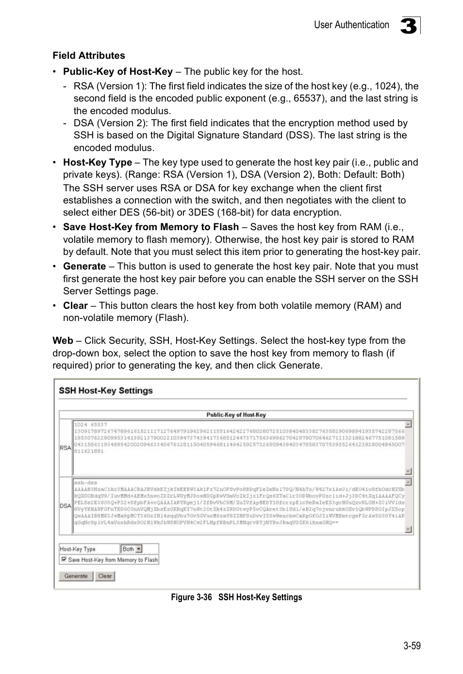 Figure 3-36, Ssh host-key settings | Accton Technology ES5508 User Manual | Page 99 / 446