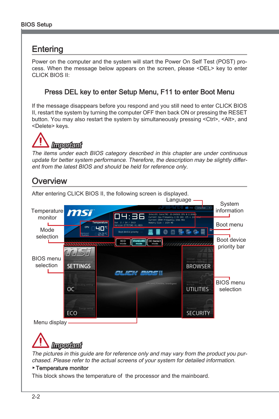 Enterng -2 overvew -2, Enterng, Overvew | Important | MSI Z77A-GD80 User Manual | Page 52 / 100