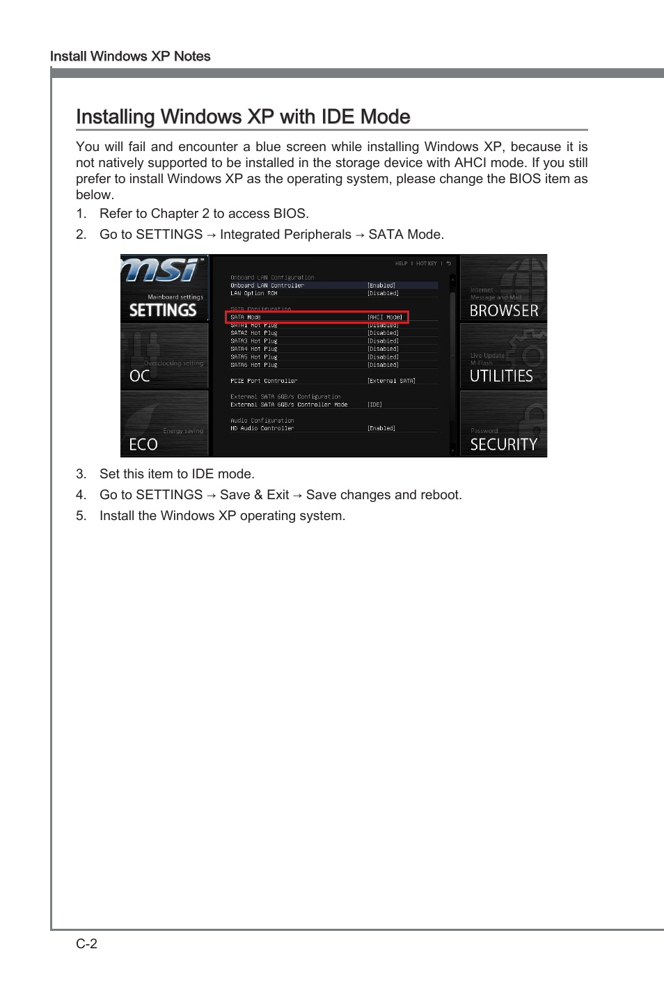 Installng wndows xp wth ide mode | MSI Z77A-GD80 User Manual | Page 98 / 100