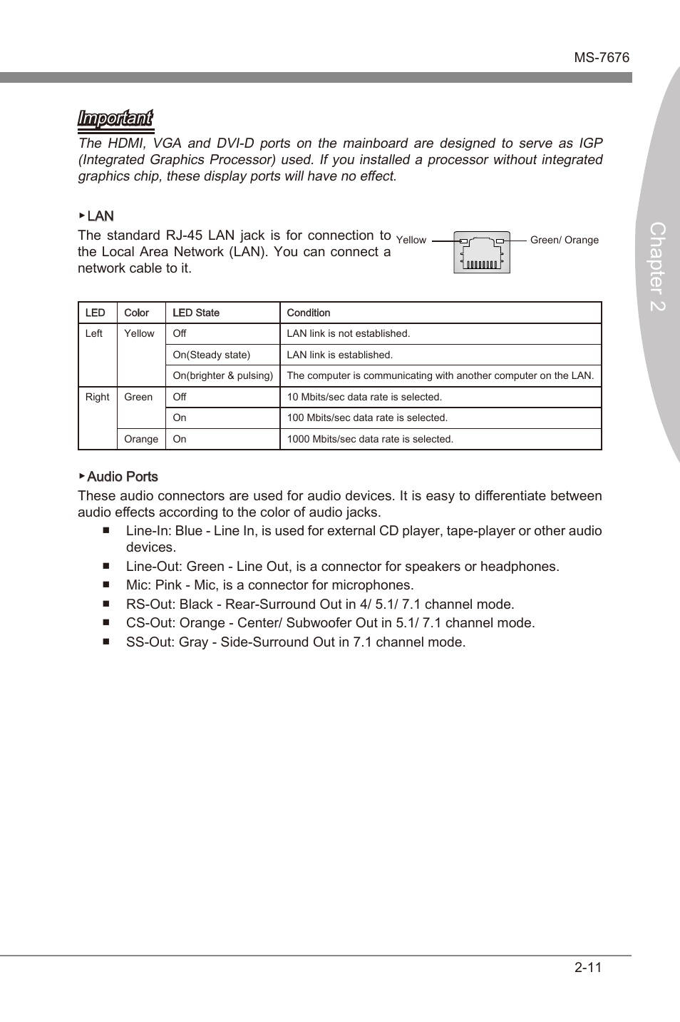 Chapter 2, Important | MSI Z68MA-G45 (B3) Manual User Manual | Page 27 / 78