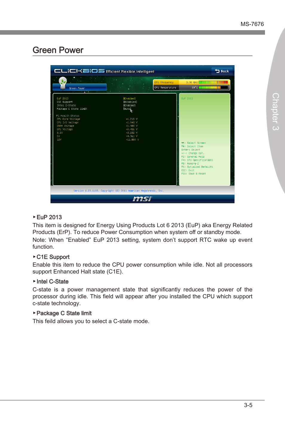 Green power -5, Chapter 3, Chapter 3 green power | MSI Z68MA-G45 (B3) Manual User Manual | Page 39 / 78