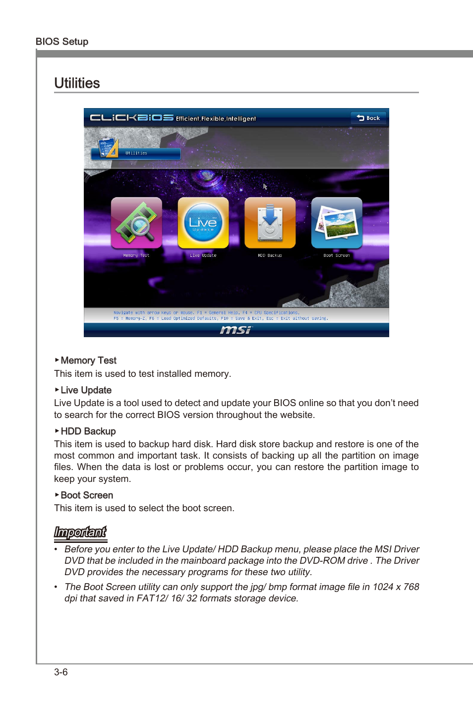Utltes -6, Chapter 3, Chapter 3 utltes | Important | MSI Z68MA-G45 (B3) Manual User Manual | Page 40 / 78