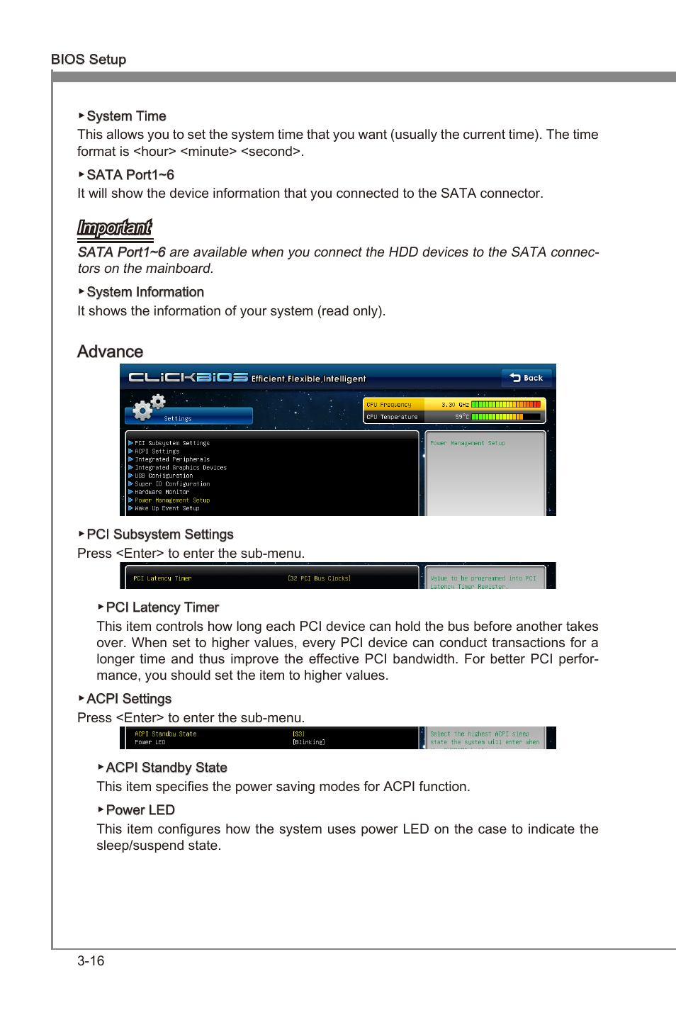 Chapter 3, Important, Advance | MSI Z68MA-G45 (B3) Manual User Manual | Page 50 / 78