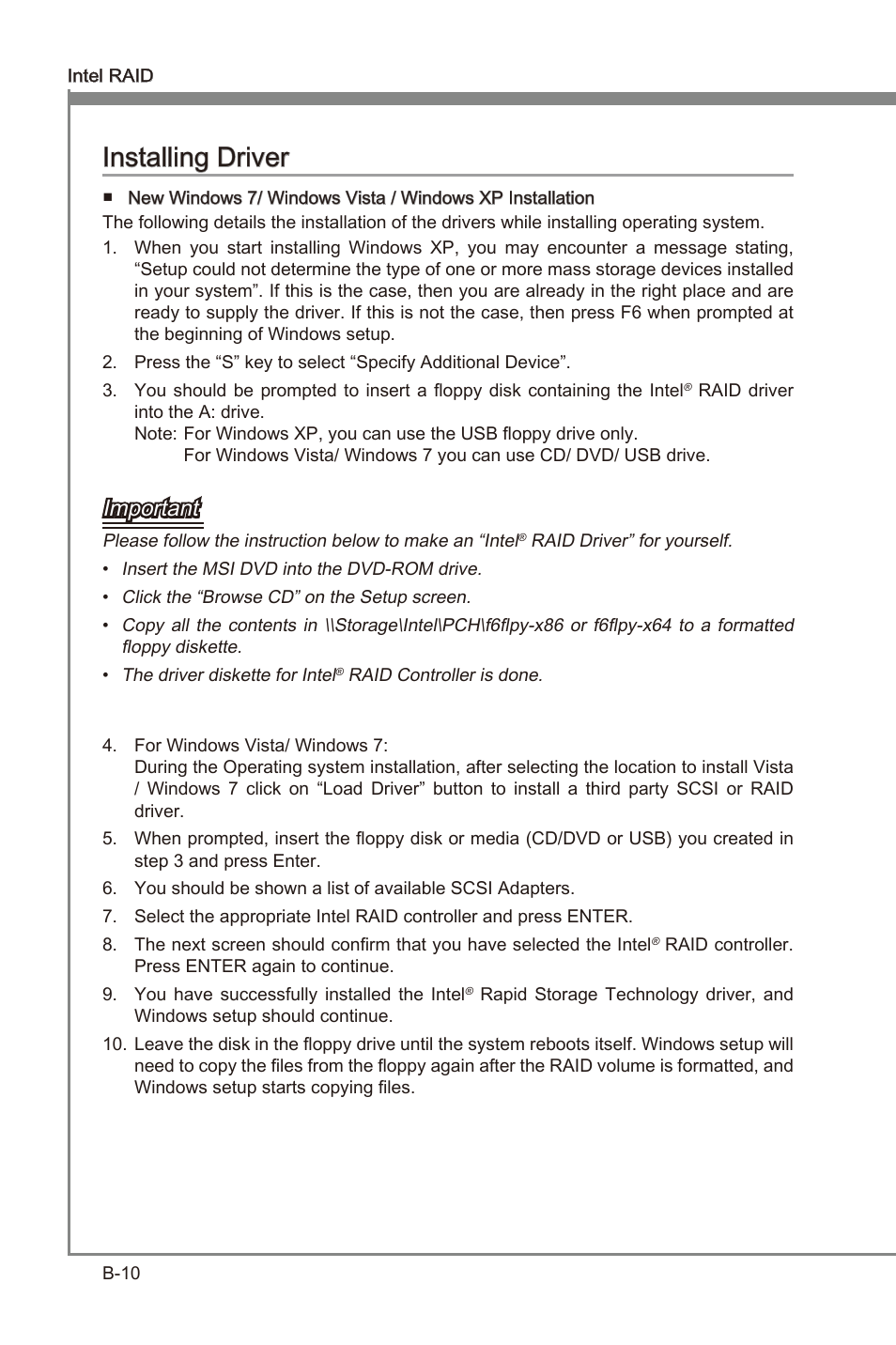 Append x b, Installng drver, Important | MSI Z68MA-G45 (B3) Manual User Manual | Page 72 / 78