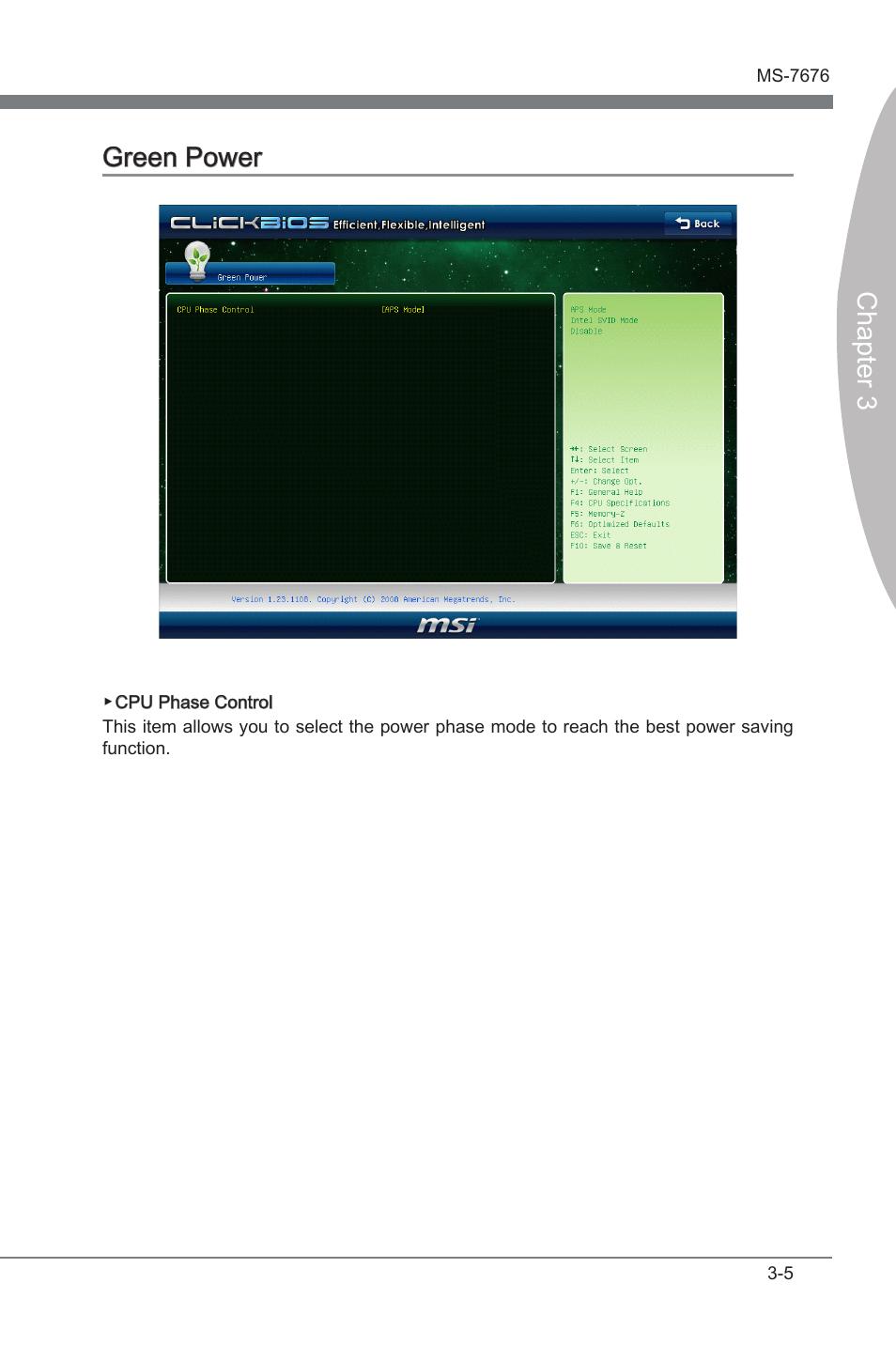 Chapter 3, Chapter 3 green power | MSI Z68MA-ED55 (B3) User Manual | Page 43 / 82