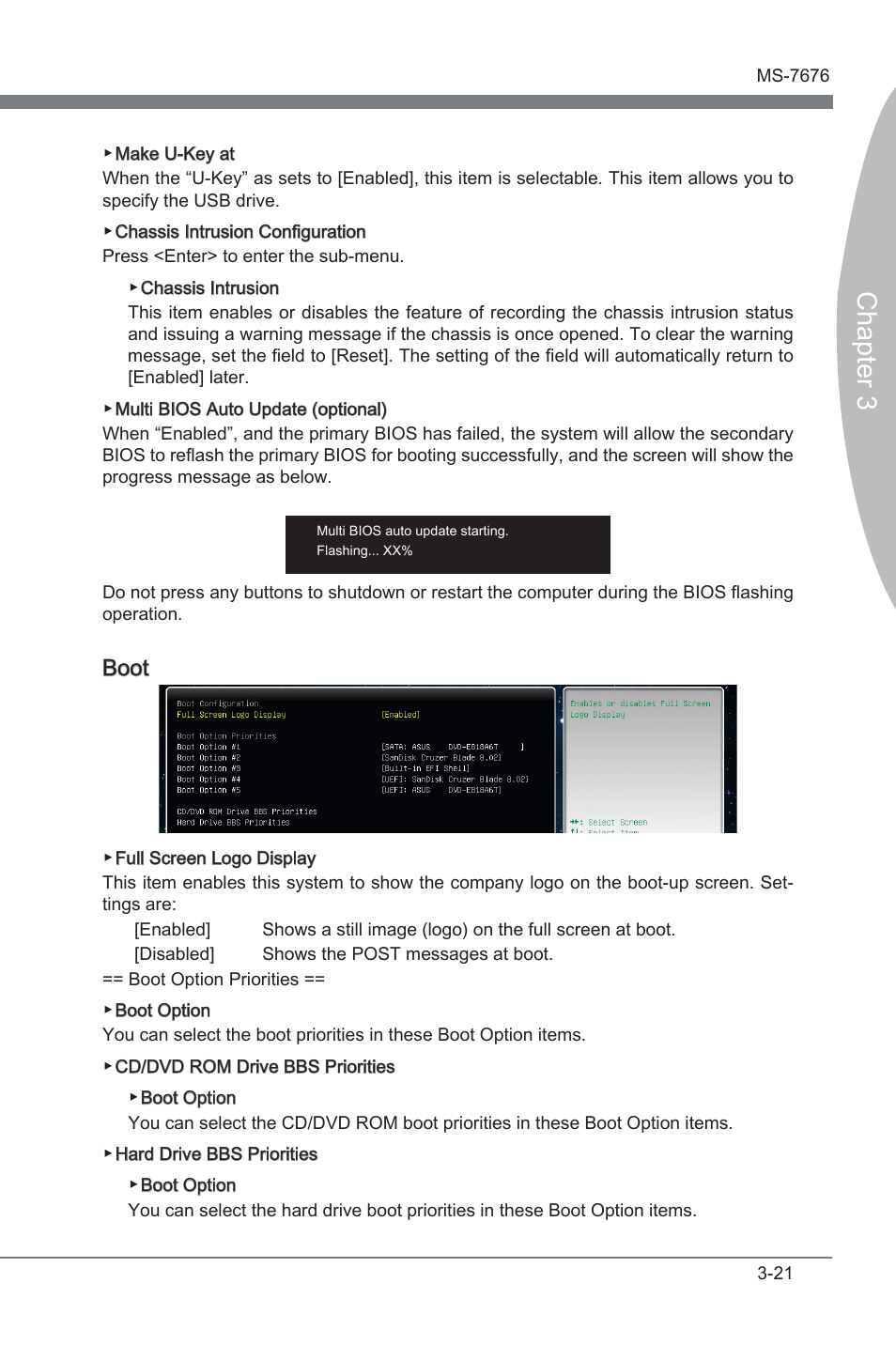 Chapter 3, Boot | MSI Z68MA-ED55 (B3) User Manual | Page 59 / 82