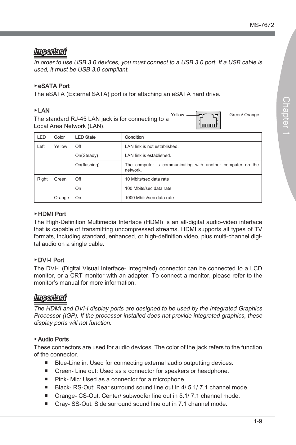 Chapter 1, Important | MSI Z68A-GD80 (G3) Manual User Manual | Page 19 / 88