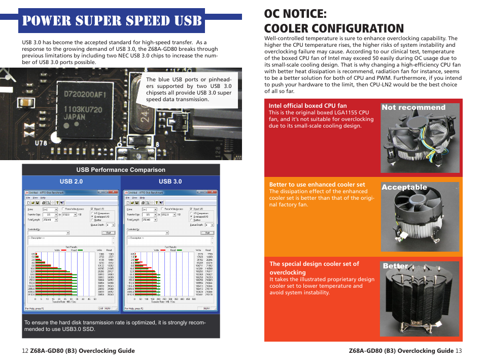 Power super speed usb, Oc notice: cooler configuration | MSI Z68A-GD80 (G3) Quick Guide User Manual | Page 7 / 13
