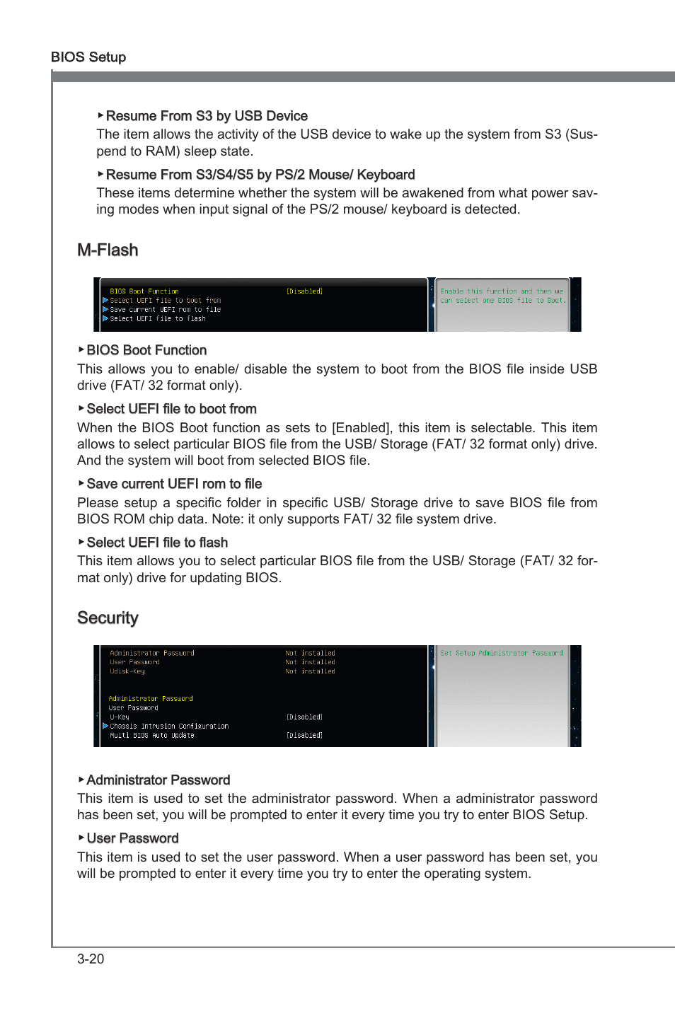 M-flash, Securty | MSI Z68A-GD80 (B3) Manual User Manual | Page 60 / 84