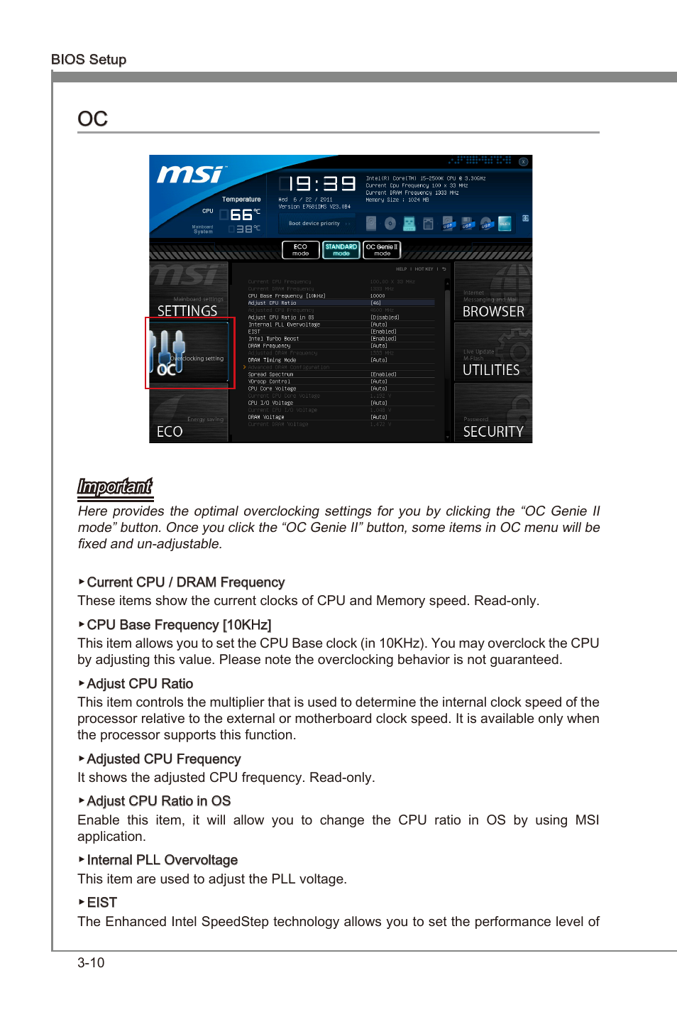 Oc -10, Chapter 3, Chapter 3 oc | Important | MSI Z68A-GD55 (G3) User Manual | Page 48 / 80