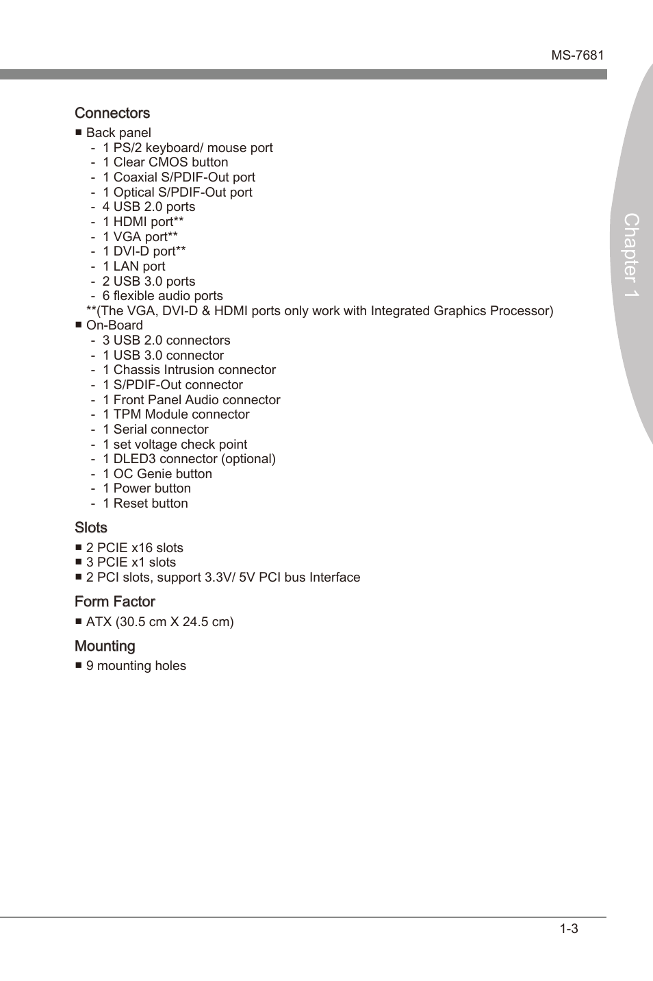 Chapter 1 | MSI Z68A-GD65 (B3) Manual User Manual | Page 13 / 84
