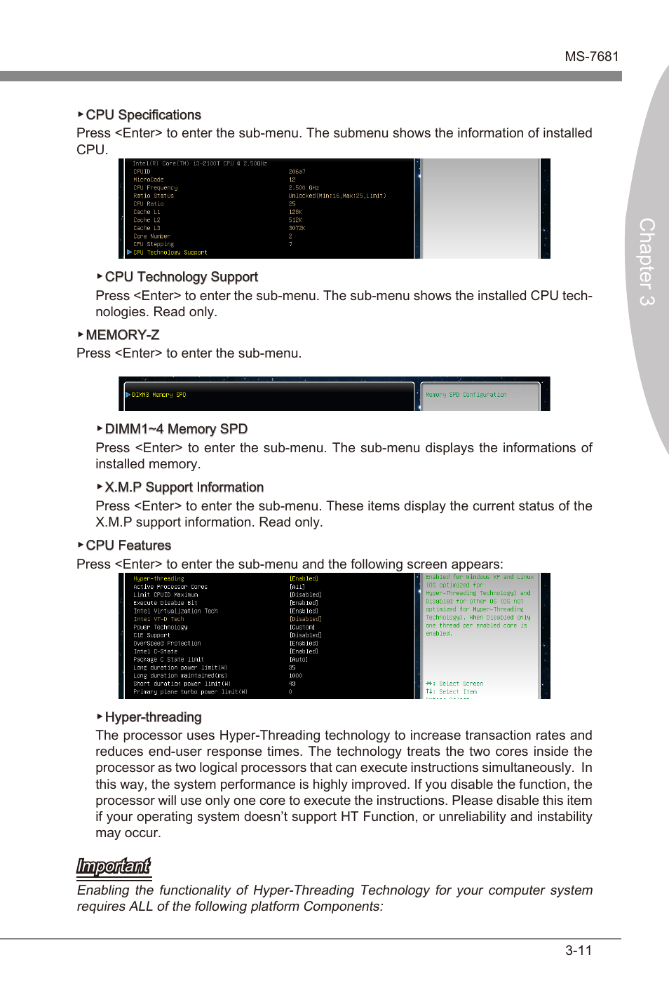 Chapter 3, Important | MSI Z68A-GD65 (B3) Manual User Manual | Page 49 / 84