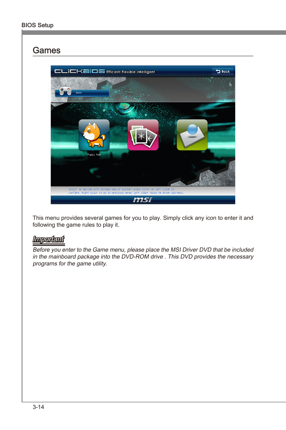 Games -14, Chapter 3, Chapter 3 games | MSI Z68A-GD65 (B3) Manual User Manual | Page 52 / 84