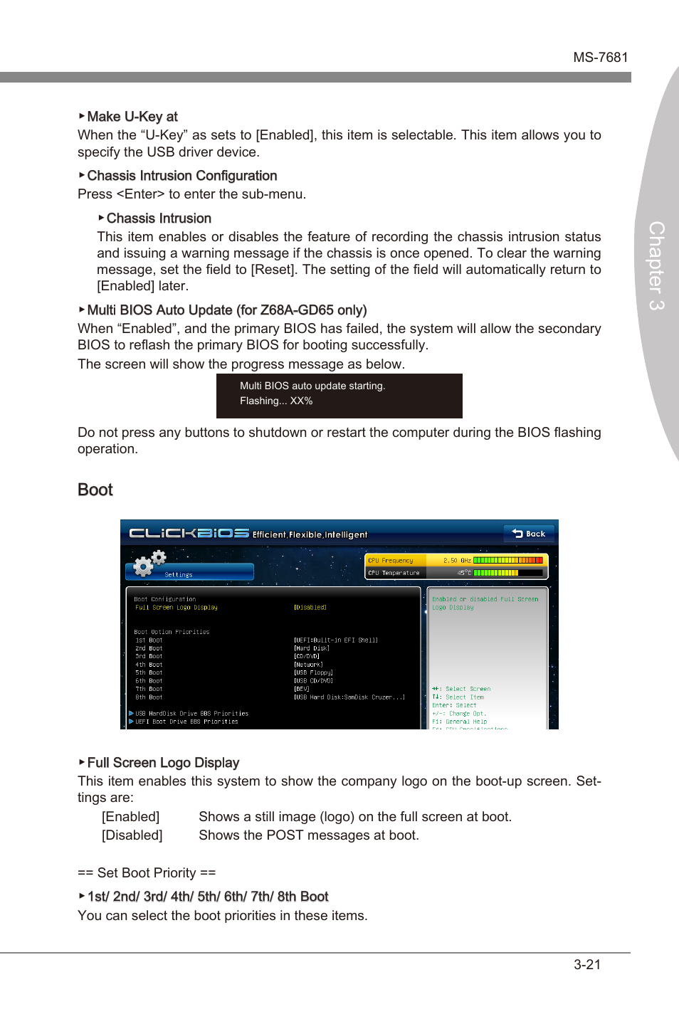 Chapter 3, Boot | MSI Z68A-GD65 (B3) Manual User Manual | Page 59 / 84