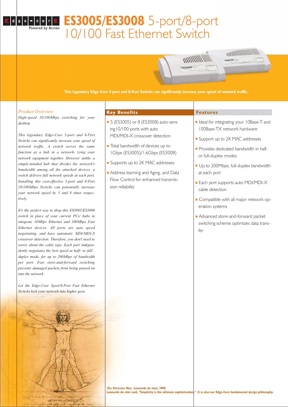 Accton Technology ES3008 User Manual | 2 pages