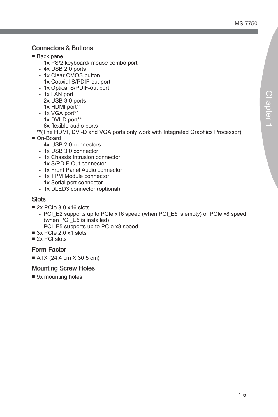 Chapter 1 | MSI Z68A-G45 (G3) Manual User Manual | Page 15 / 82