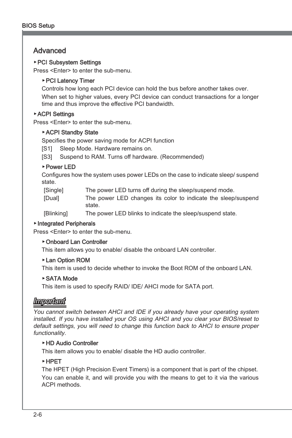 Chapter 2, Advanced, Important | MSI Z68A-G45 (G3) Manual User Manual | Page 46 / 82