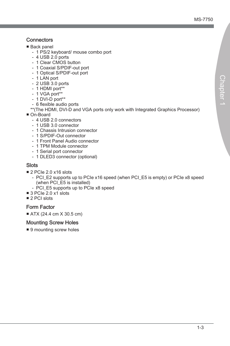 Chapter 1 | MSI Z68A-G45 (B3) Manual User Manual | Page 13 / 80