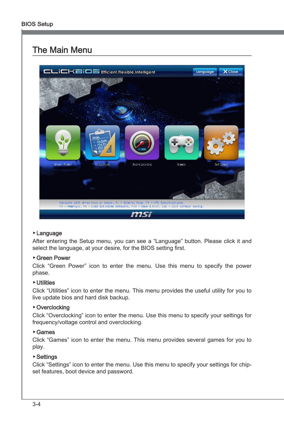 The man menu -4, The man menu | MSI Z68A-G45 (B3) Manual User Manual | Page 40 / 80