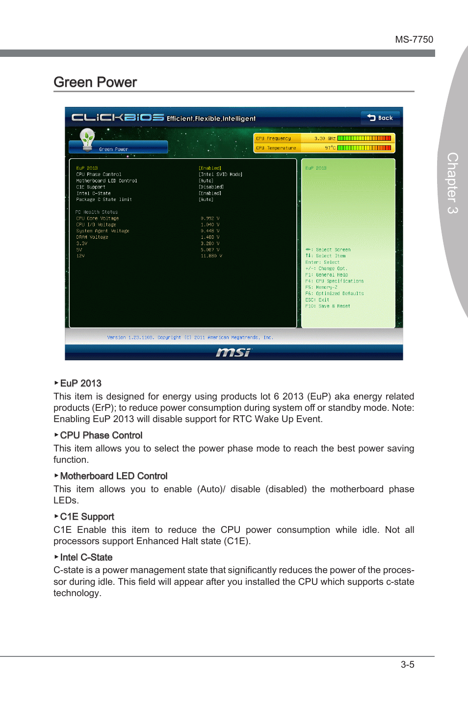 Green power -5, Chapter 3 green power | MSI Z68A-G45 (B3) Manual User Manual | Page 41 / 80