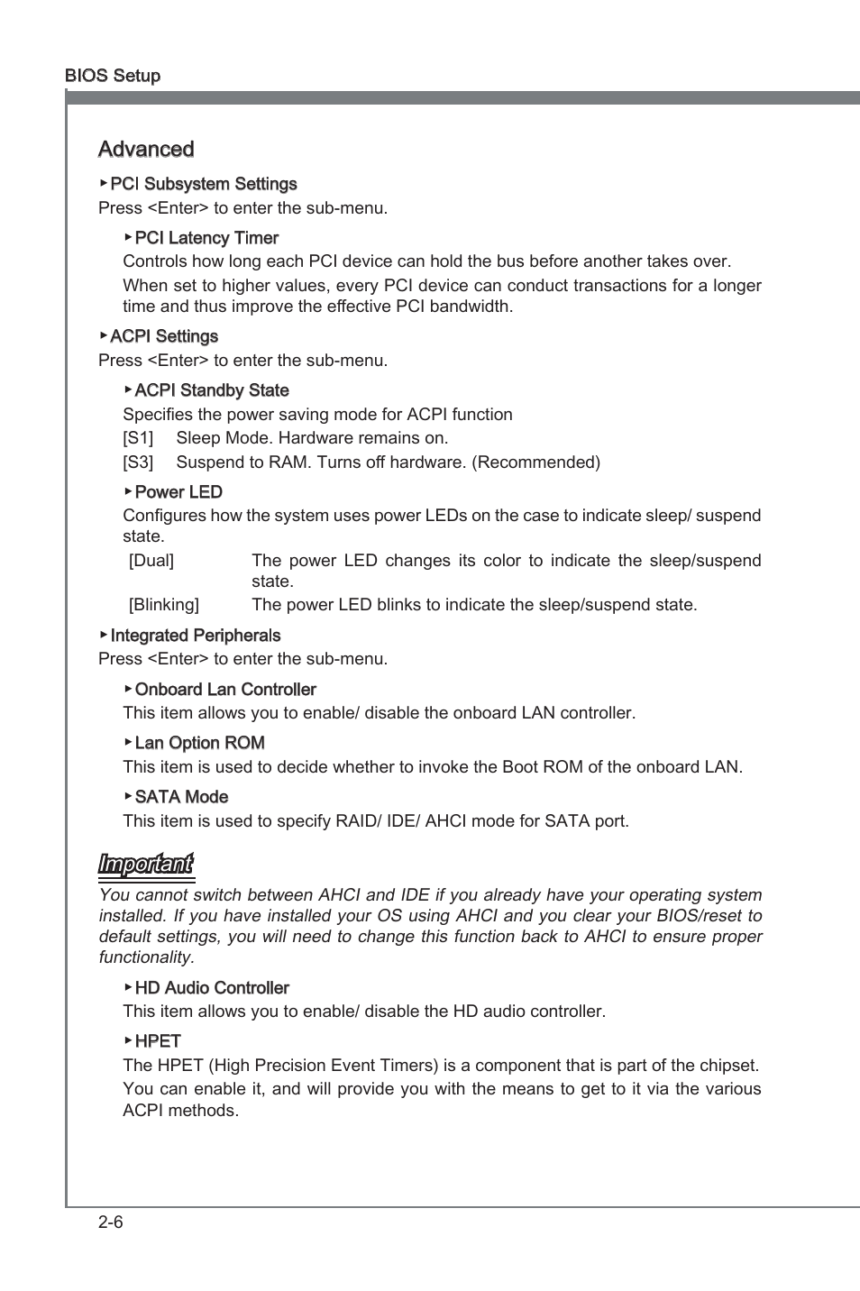 Chapter 2, Advanced, Important | MSI Z68A-G43 (G3) User Manual | Page 44 / 80