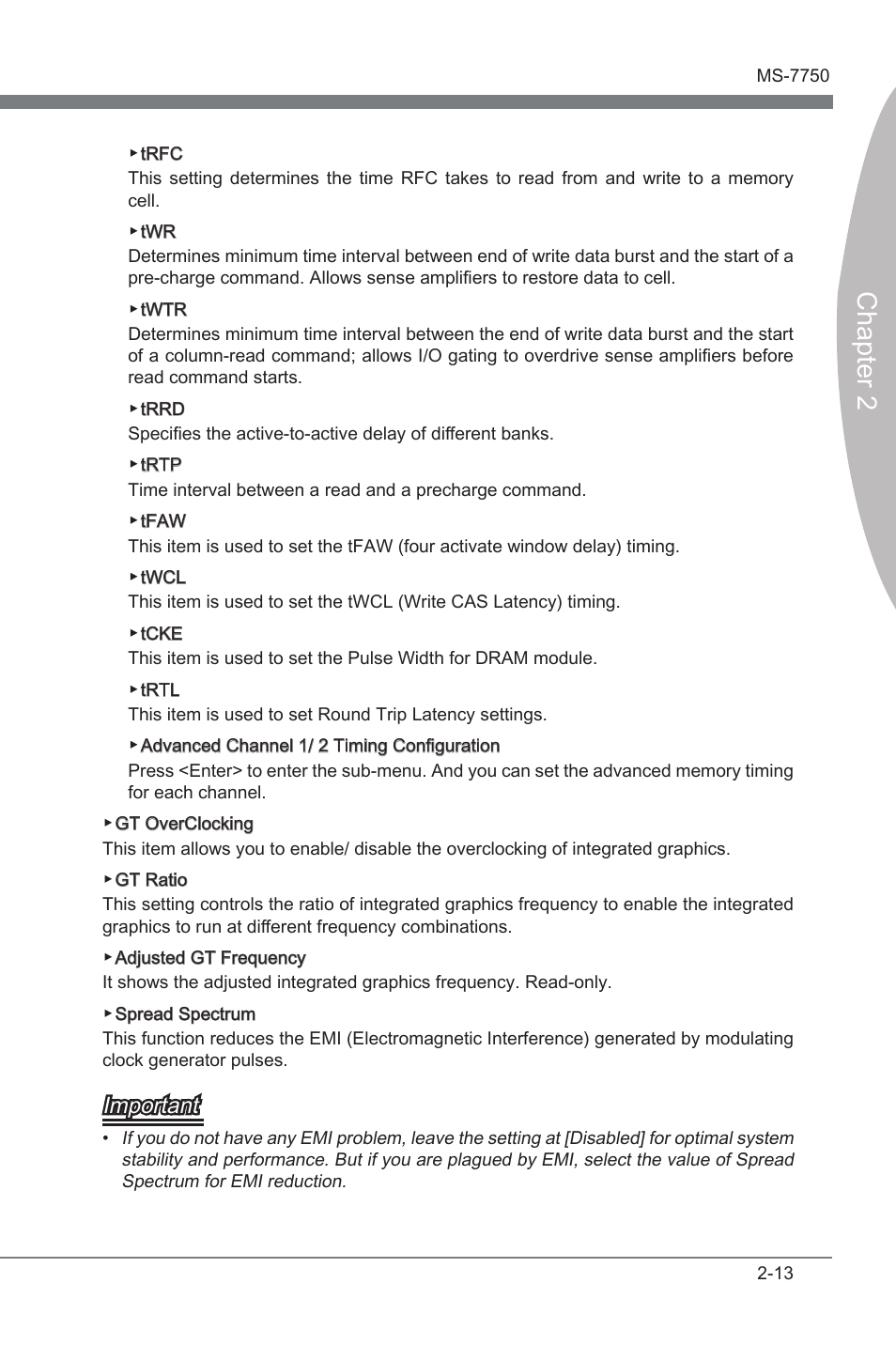 Chapter 2, Important | MSI Z68A-G43 (G3) User Manual | Page 51 / 80