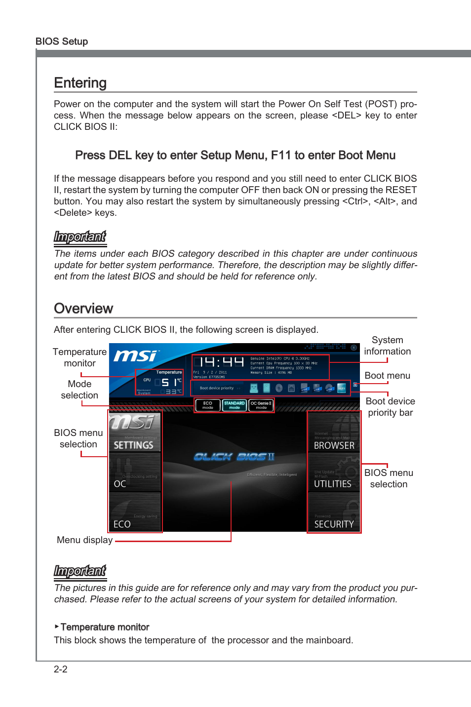 Enterng -2 overvew -2, Chapter 2, Chapter 2 enterng | Overvew, Important | MSI X79A-GD45 User Manual | Page 50 / 88