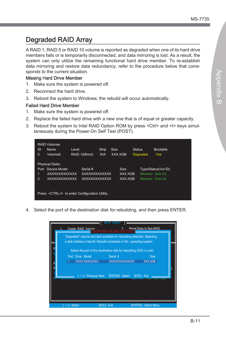 Append x b, Append x b degraded raid array | MSI X79A-GD45 User Manual | Page 87 / 88