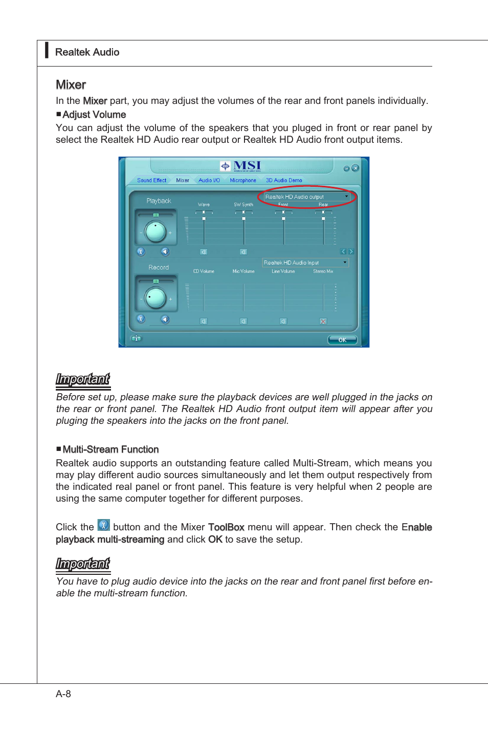 Mxer, Important | MSI X58M User Manual | Page 82 / 104