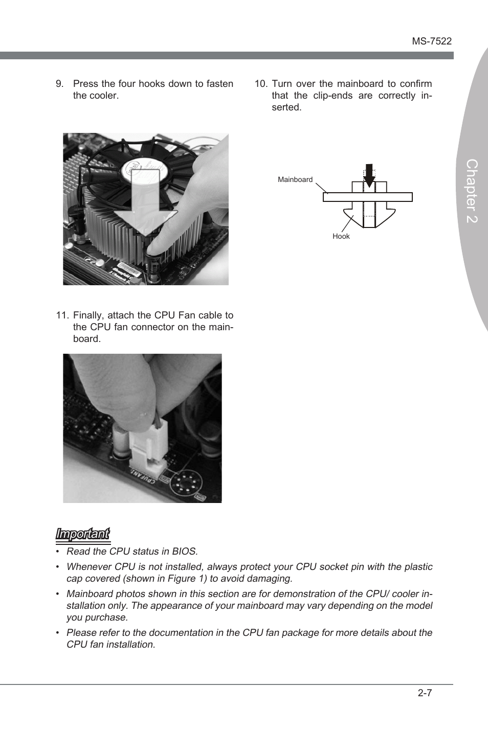 Chapter 2, Important | MSI X58A-GD65 User Manual | Page 23 / 100