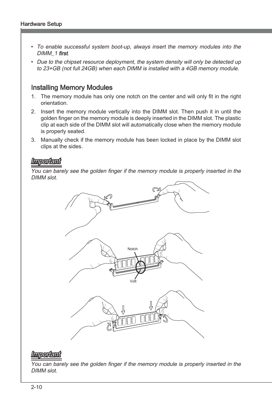 Chapter 2, Important | MSI X58A-GD65 User Manual | Page 26 / 100