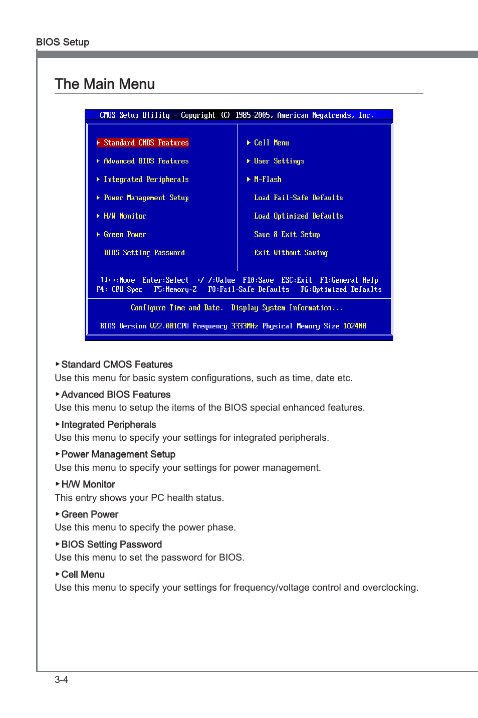 Chapter 3, Chapter 3 the main menu | MSI X58A-GD65 User Manual | Page 44 / 100