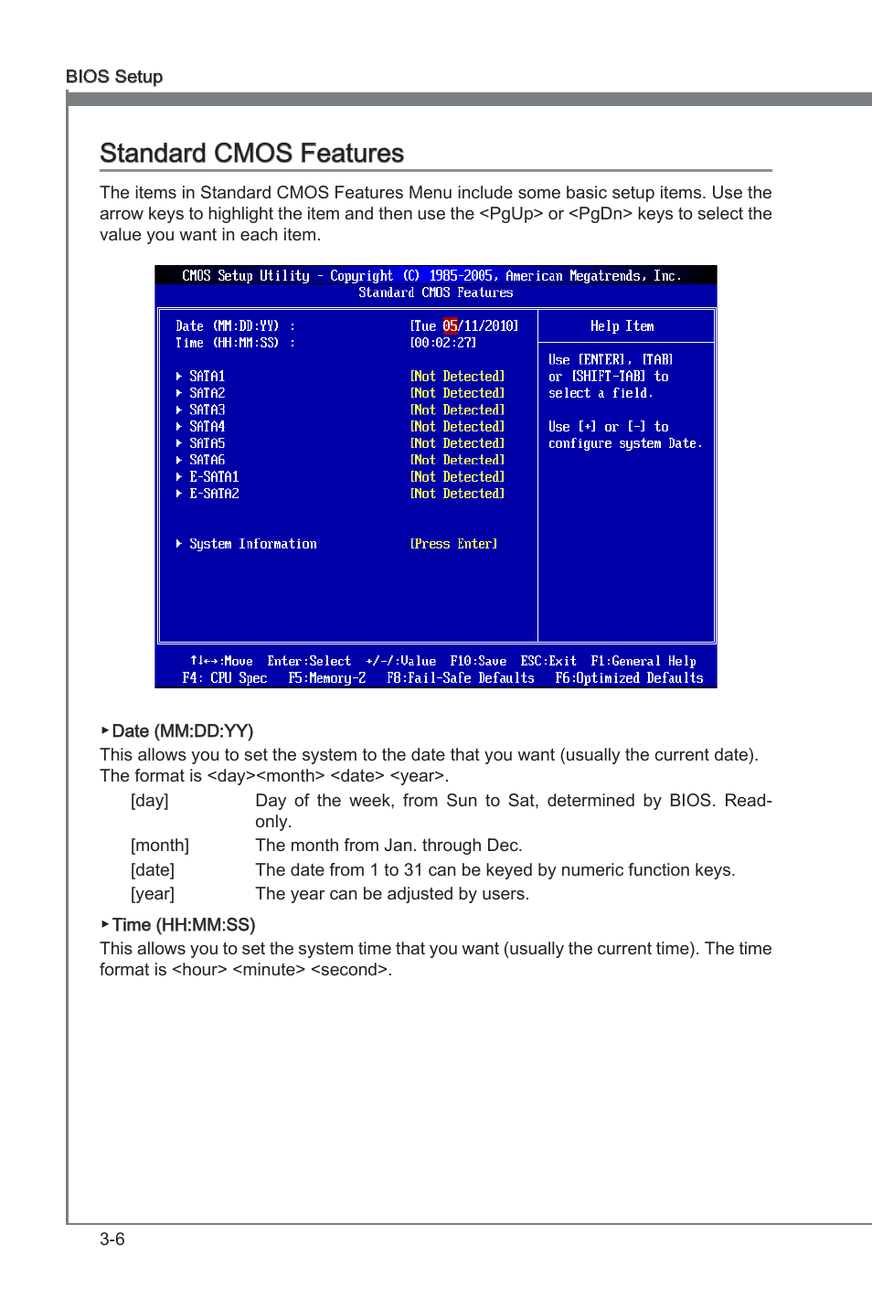 Chapter 3, Chapter 3 standard cmos features | MSI X58A-GD65 User Manual | Page 46 / 100