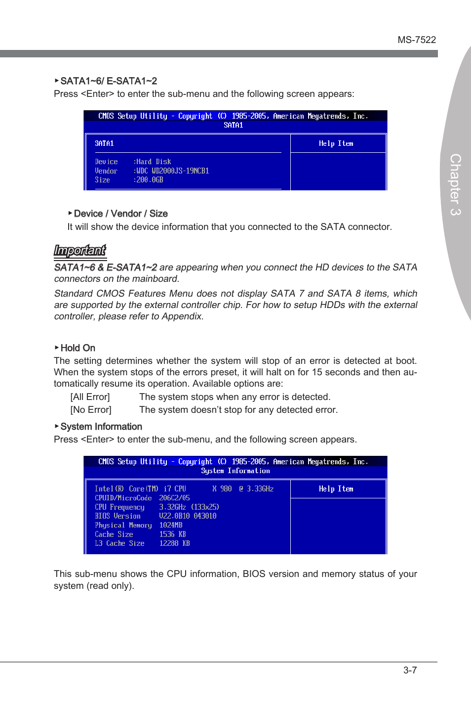 Chapter 3, Important | MSI X58A-GD65 User Manual | Page 47 / 100