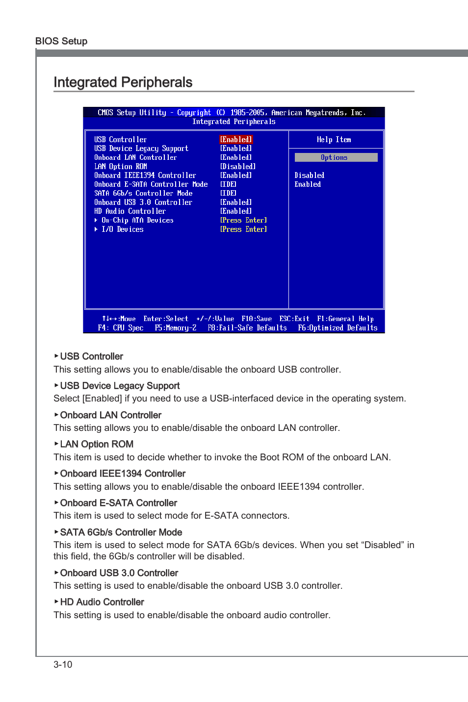 Chapter 3, Chapter 3 integrated peripherals | MSI X58A-GD65 User Manual | Page 50 / 100