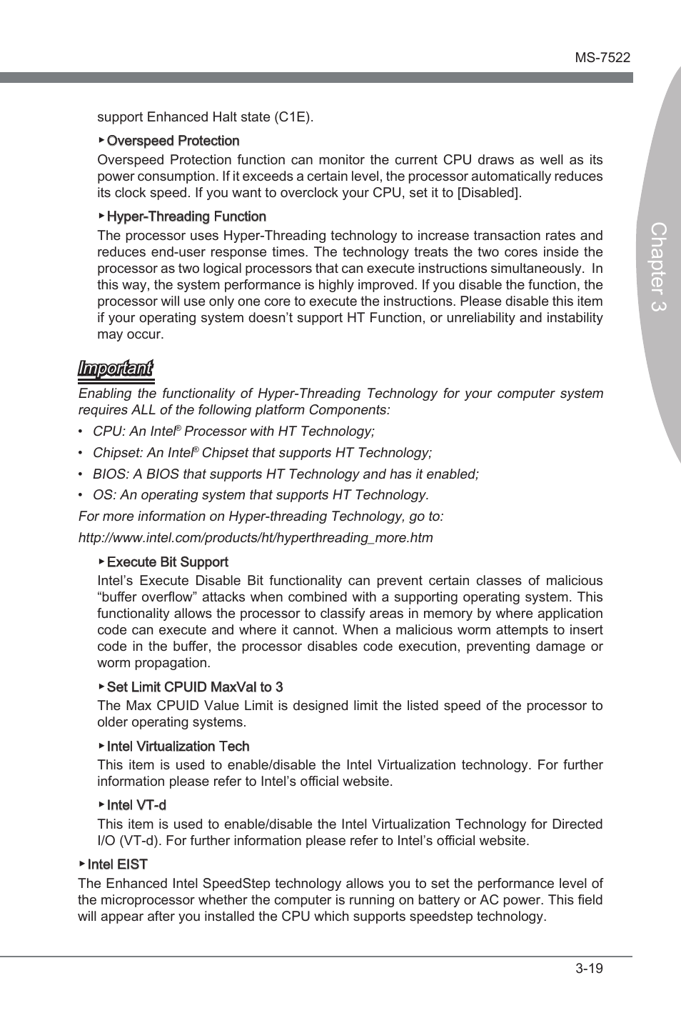 Chapter 3, Important | MSI X58A-GD65 User Manual | Page 59 / 100