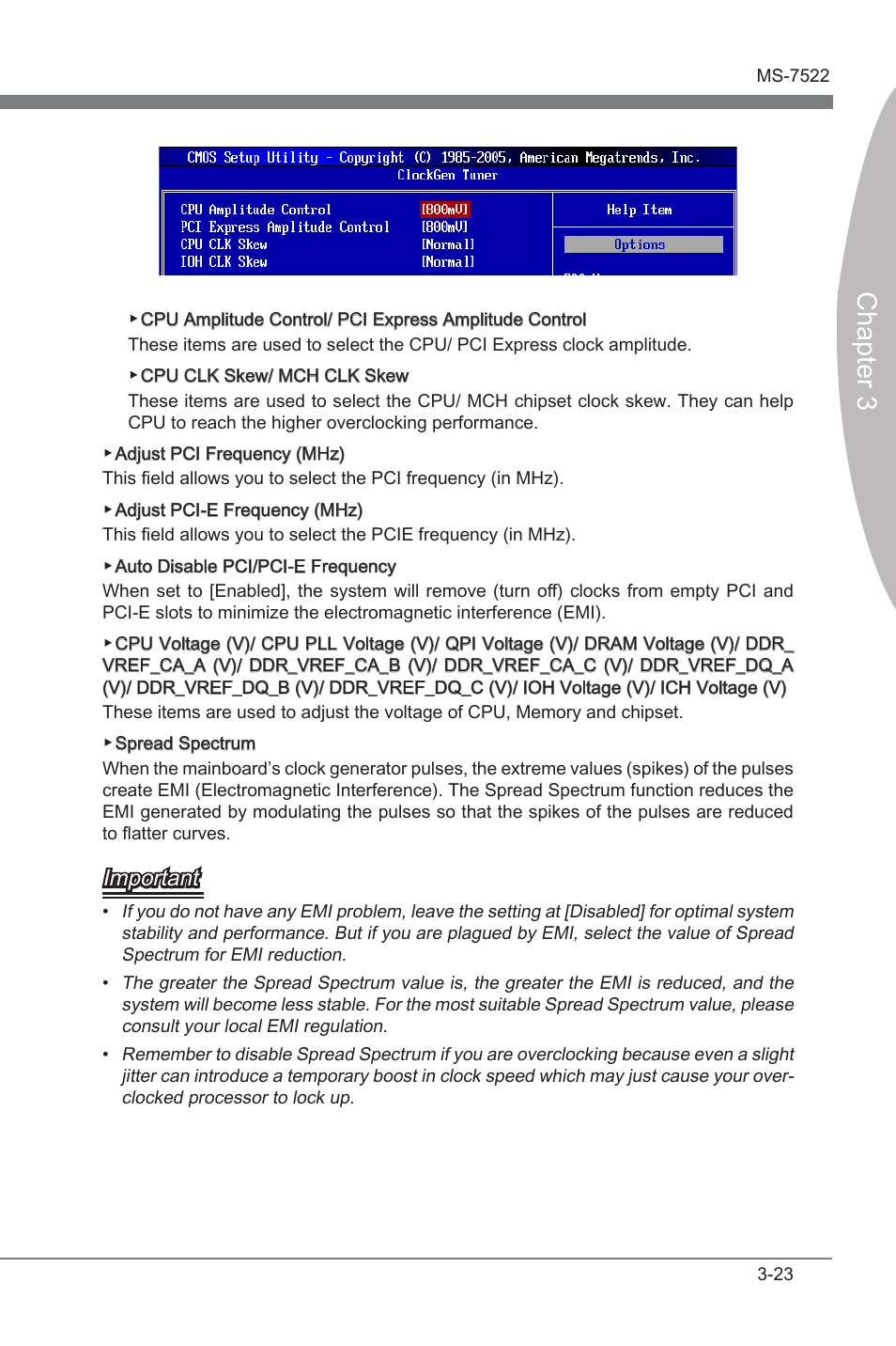 Chapter 3, Important | MSI X58A-GD65 User Manual | Page 63 / 100