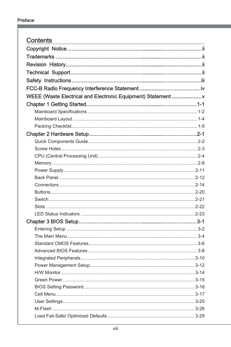 Preface | MSI X58A-GD65 User Manual | Page 8 / 100