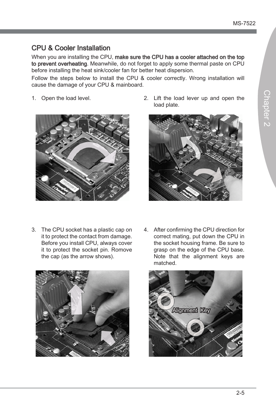 Chapter 2, Cpu & cooler installation | MSI X58A-GD45 User Manual | Page 21 / 100