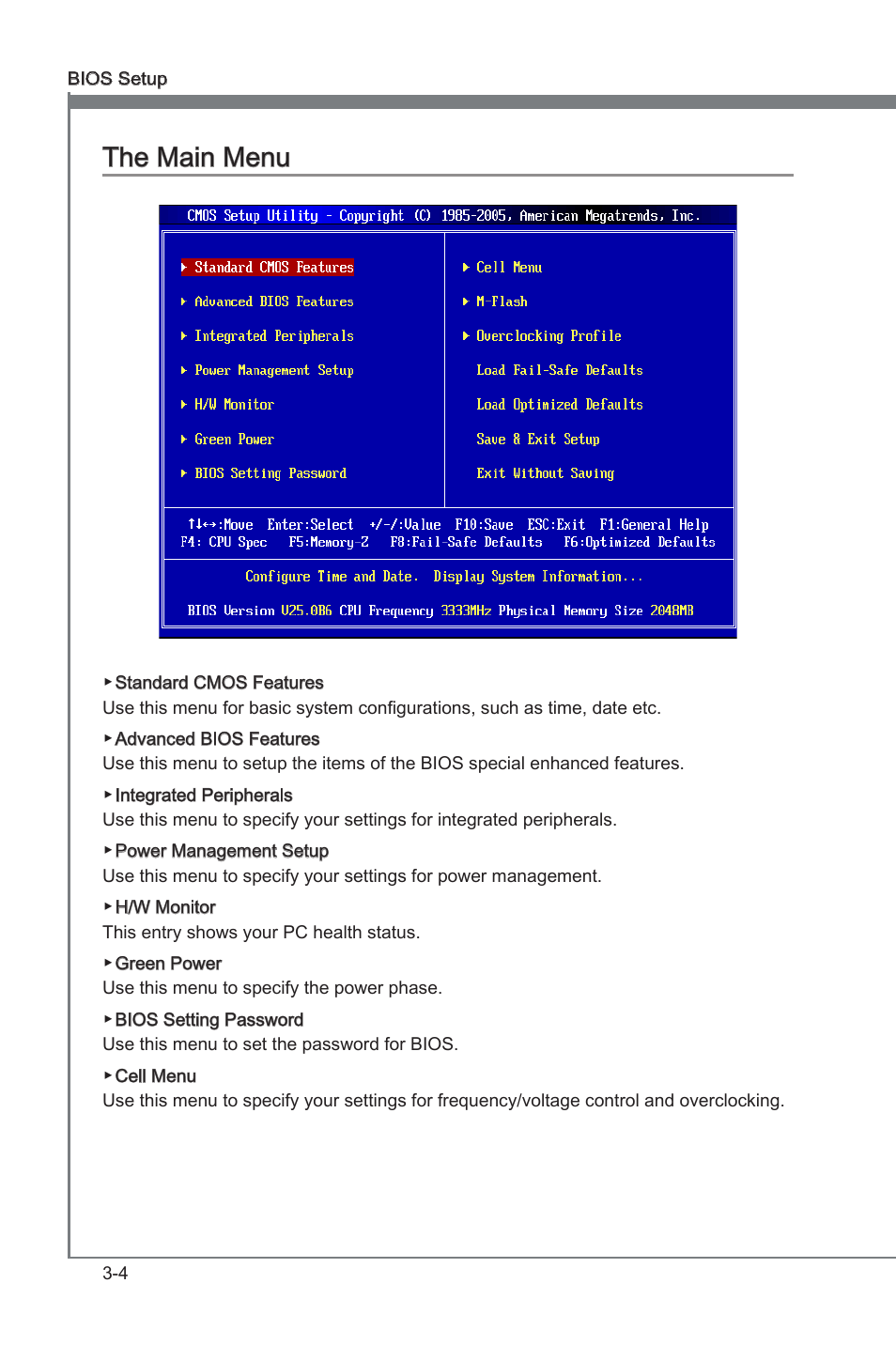 The main menu -4, Chapter 3, Chapter 3 the main menu | MSI X58A-GD45 User Manual | Page 44 / 100