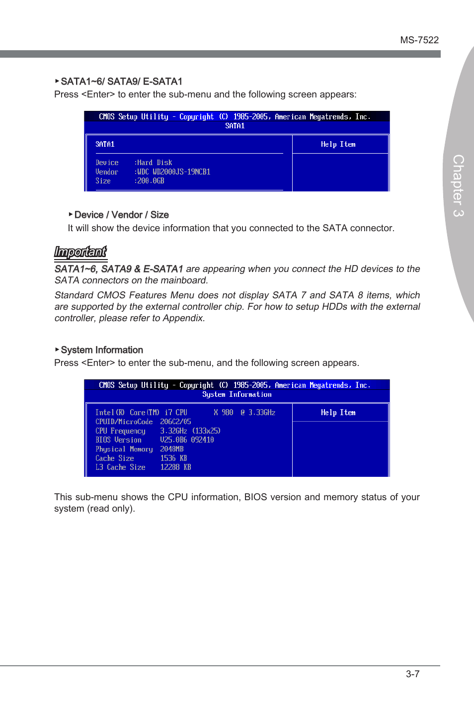 Chapter 3, Important | MSI X58A-GD45 User Manual | Page 47 / 100