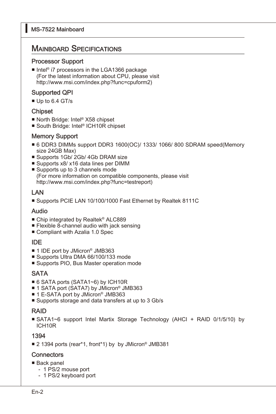 MSI X58 Pro-E User Manual | Page 12 / 170