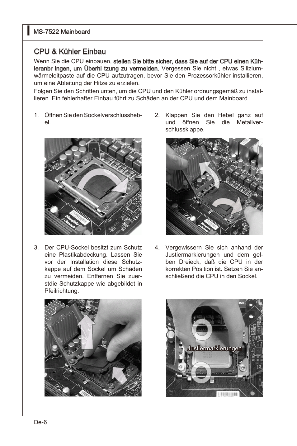 Cpu & kühler enbau | MSI X58 Pro-E User Manual | Page 56 / 170