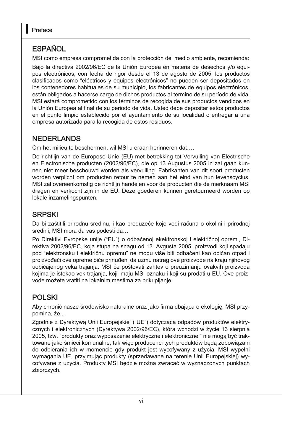 MSI Wind Board D510 User Manual | Page 6 / 106