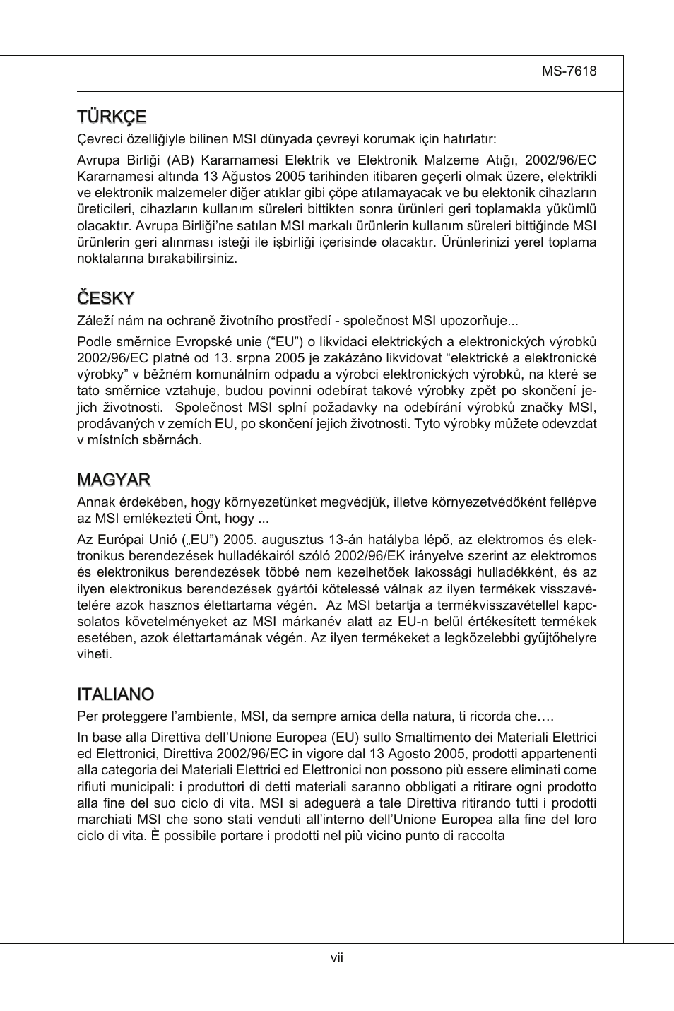 MSI Wind Board D510 User Manual | Page 7 / 106