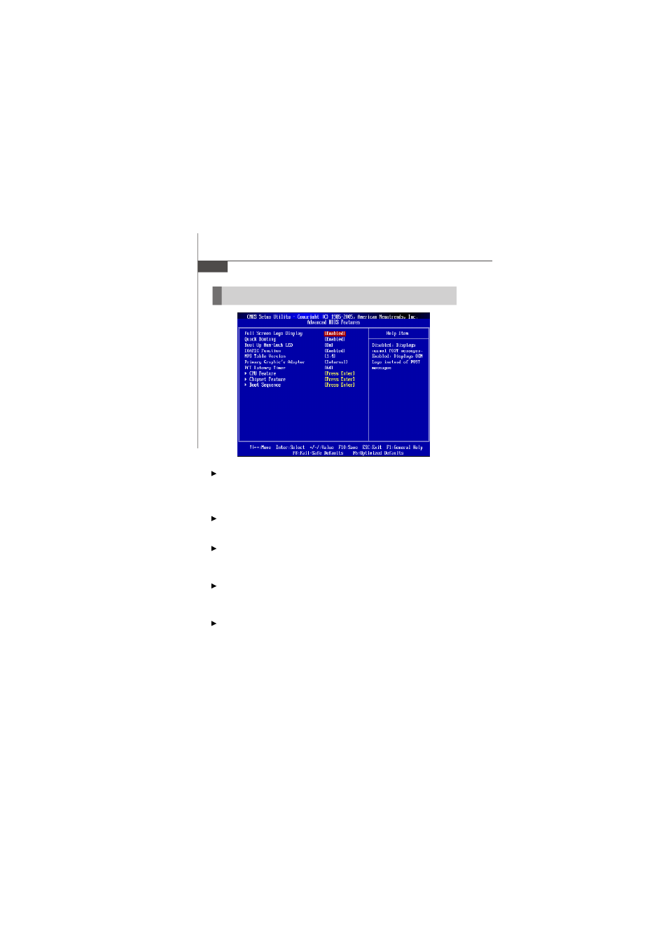 Advanced bios features | MSI Wind Board 230 User Manual | Page 38 / 51