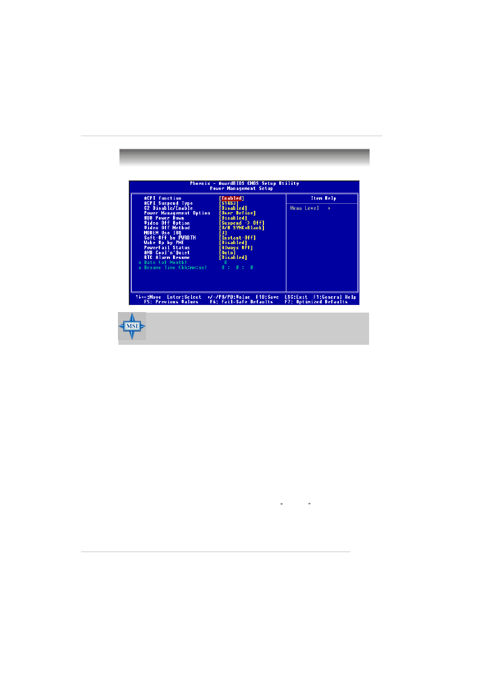 Power management setup | MSI RS482M2-IL/L User Manual | Page 54 / 136