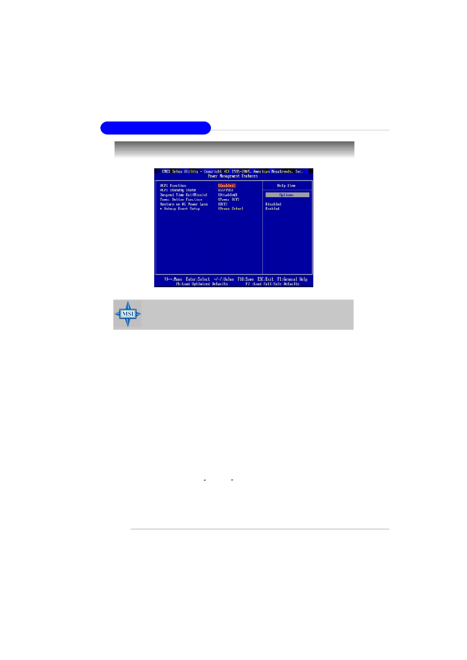 Power management setup | MSI RS480M User Manual | Page 56 / 106
