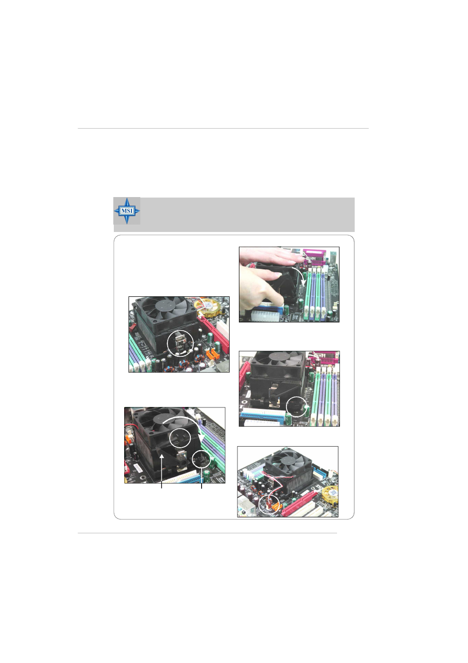 Installing amd athlon64 cpu cooler set | MSI RD480 Neo2 User Manual | Page 23 / 133