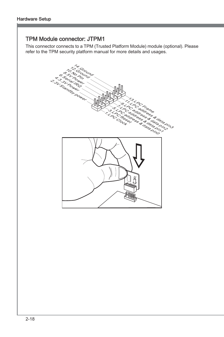 Tpm module connector: jtpm1 | MSI P67A-GD80 (B3) Manual User Manual | Page 34 / 92